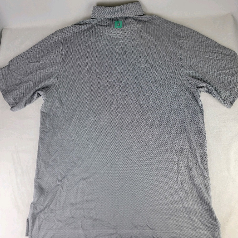 FootJoy FJ Golf Polo Men's XL Golf Logo Blue White Zig Zag All Over Pattern - Picture 8 of 9